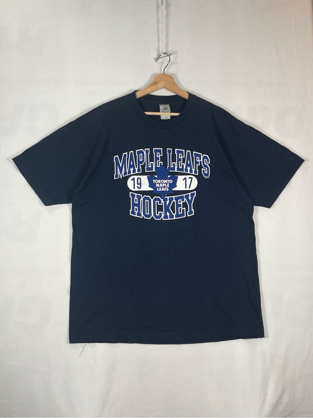 Bulletin Navy Toronto Maple Leafs NHL Hockey Navy Blue T shirt Canada Made Sz XL